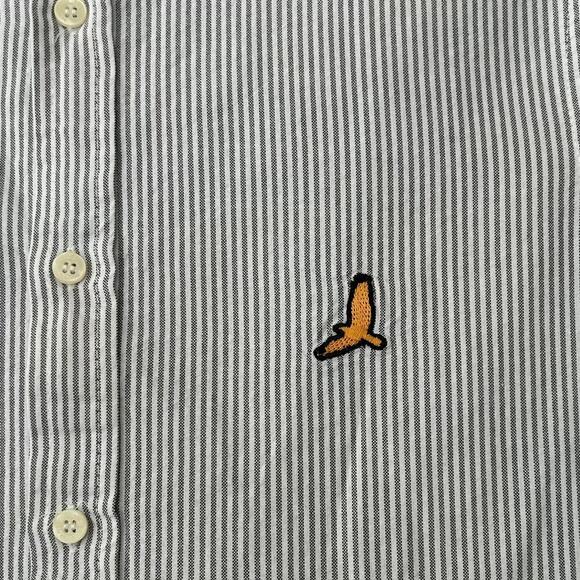 Brave Soul London band collar striped short sleeve button up preppy gray S​ - Picture 4 of 10